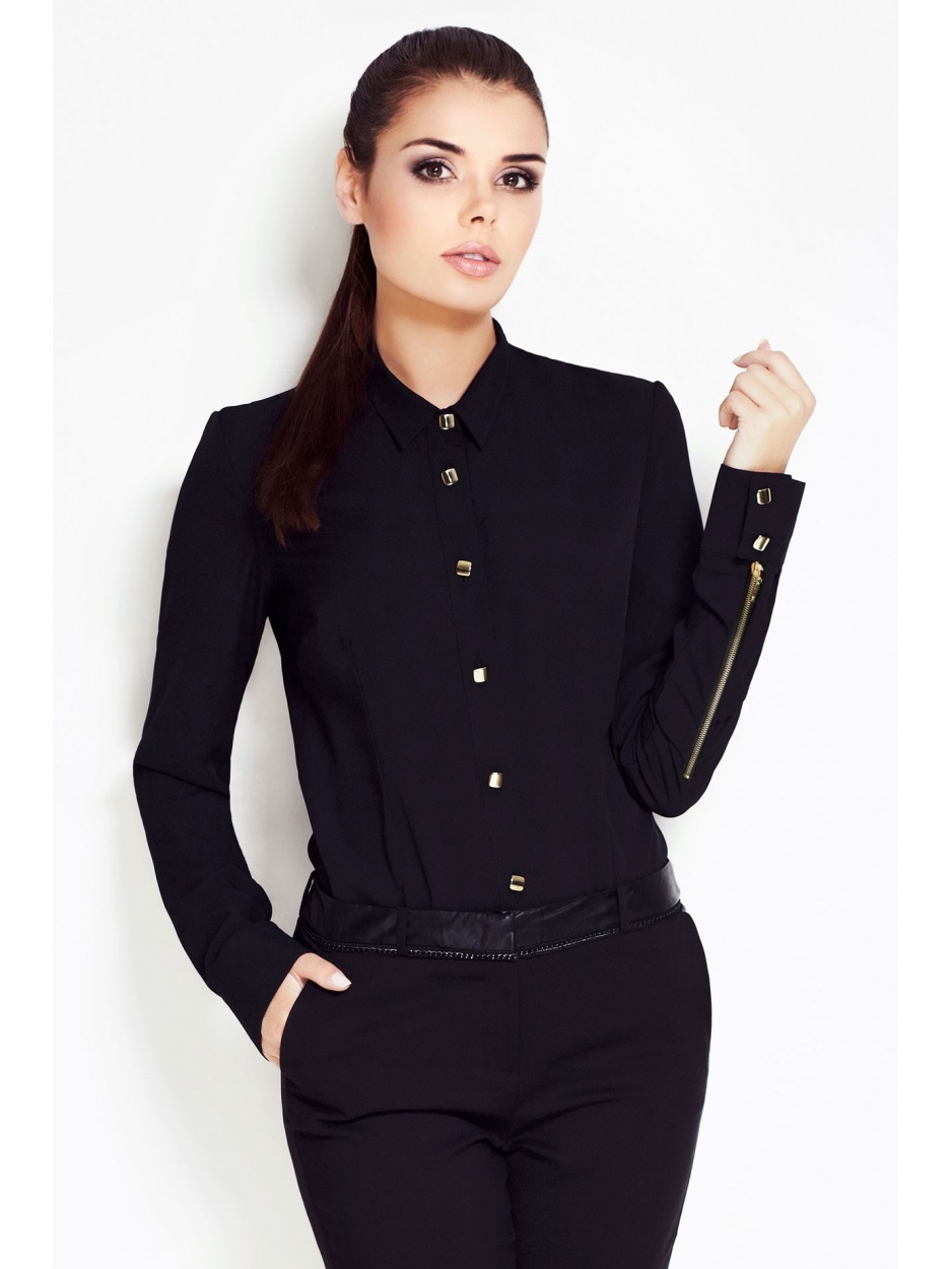 Elegancka Koszula w Intensywnym Kolorze Czarnym – Klasyka z Charakterem - tył