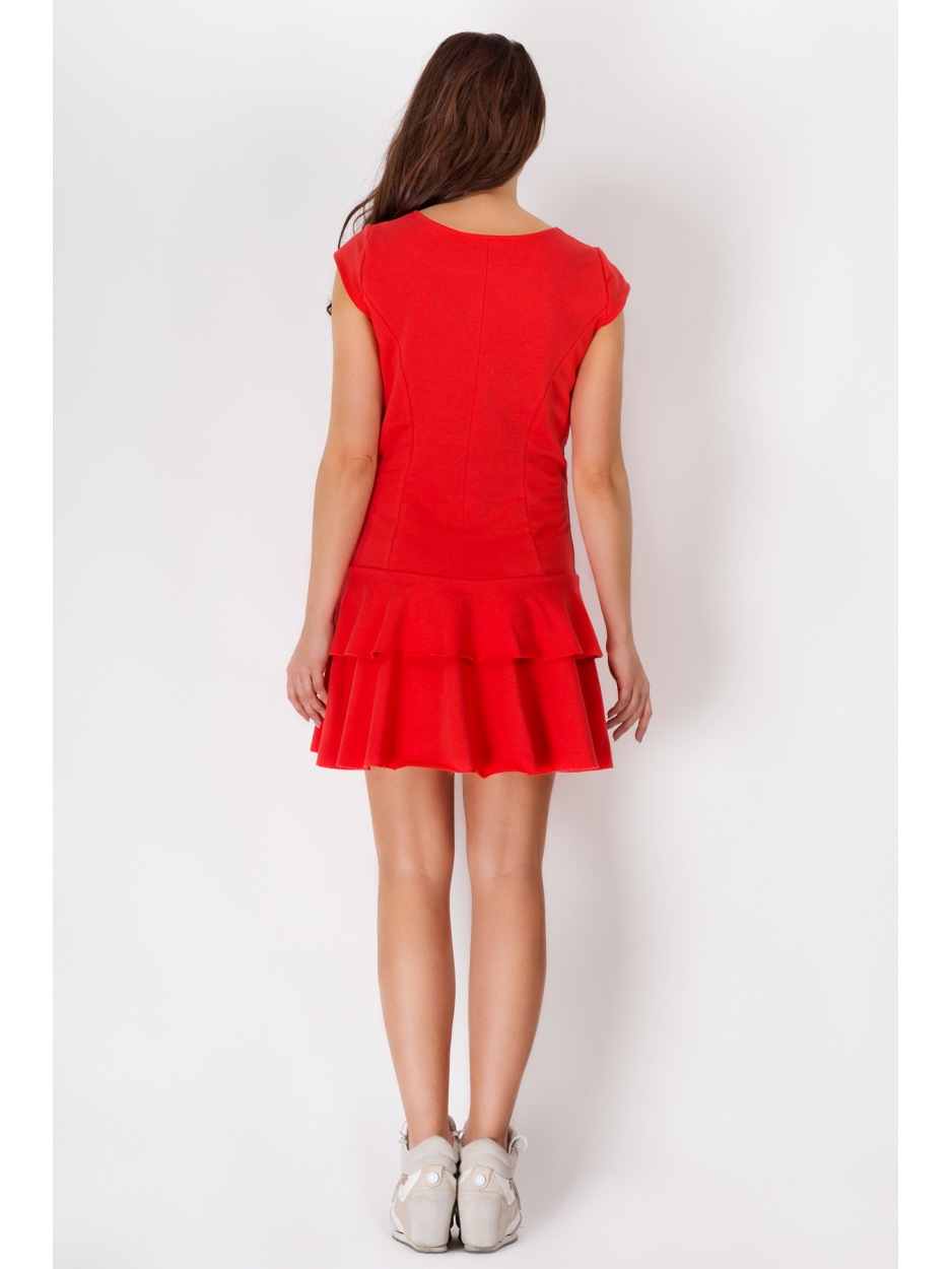 Sukienka A094 - Kolor/wzór: Czerwony - przód