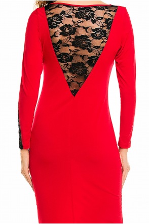 Sukienka A128 - Kolor/wzór: Czerwony