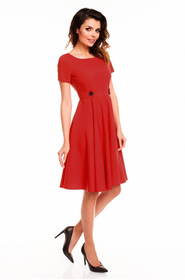 Sukienka A135 - Kolor/wzór: Czerwony - tył
