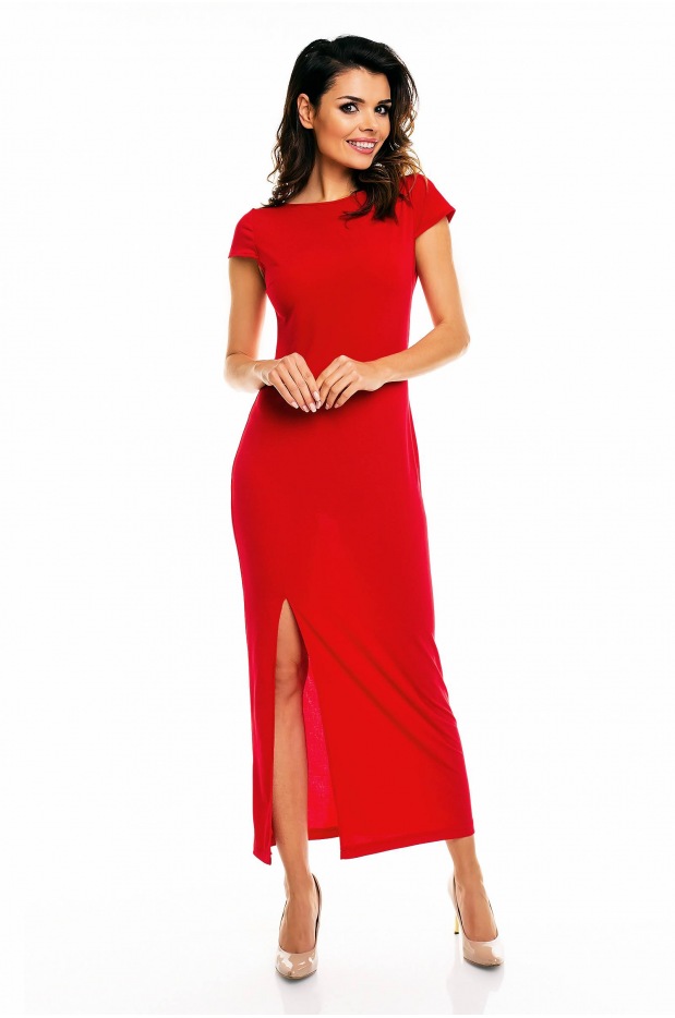 Sukienka A136 - Kolor/wzór: Czerwony - tył