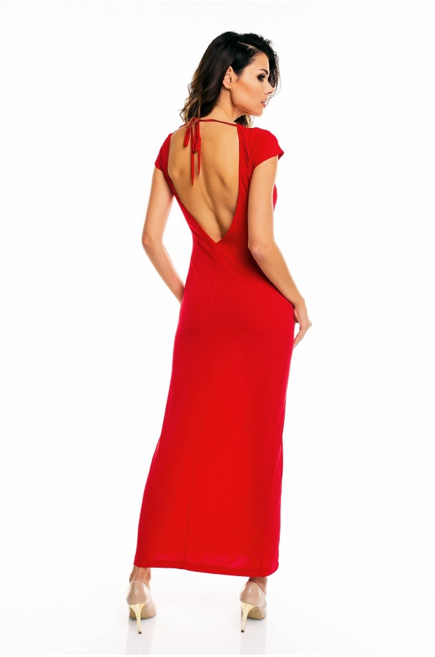 Sukienka A136 - Kolor/wzór: Czerwony - przód
