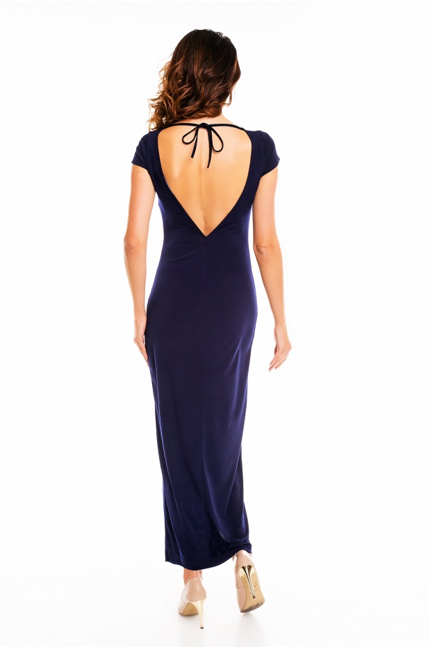 Sukienka A136 - Kolor/wzór: Granat - tył