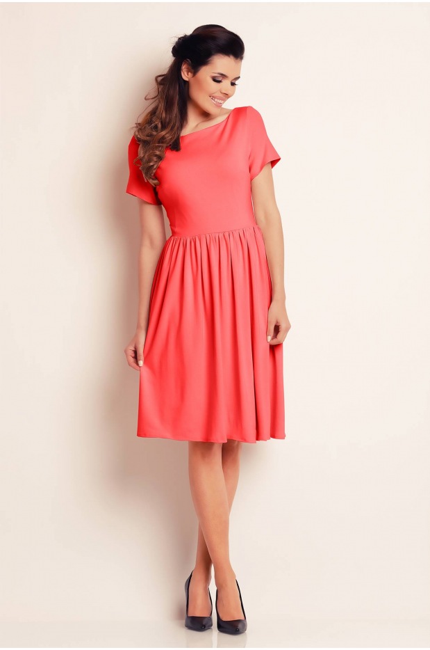 Sukienka A141 - Kolor/wzór: Koralowy