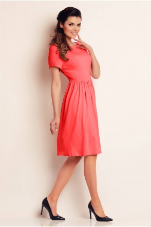 Sukienka A141 - Kolor/wzór: Koralowy