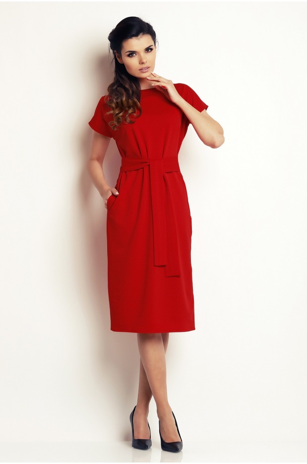 Sukienka A142 - Kolor/wzór: Czerwony