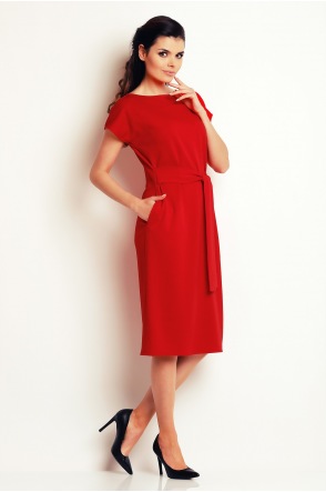 Sukienka A142 - Kolor/wzór: Czerwony