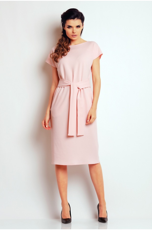 Sukienka A142 - Kolor/wzór: Pudrowy róż - tył