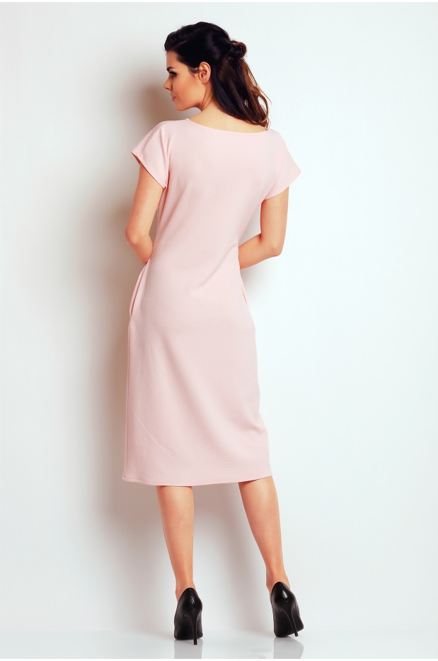 Sukienka A142 - Kolor/wzór: Pudrowy róż - góra