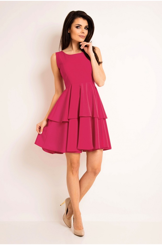 Sukienka A163 - Kolor/wzór: Róż - przód