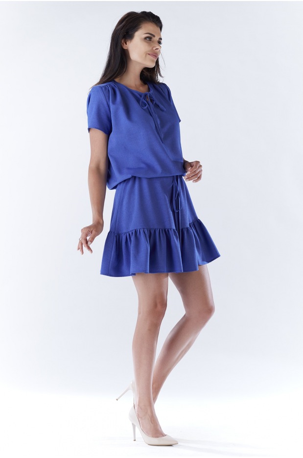 Sukienka A180 - Kolor/wzór: Niebieski - przód