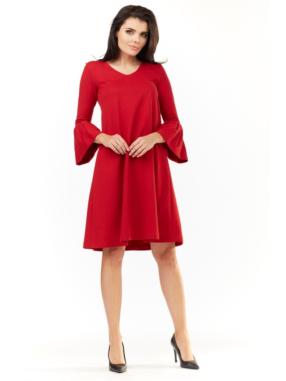 Sukienka A207 - Kolor/wzór: Czerwony - tył