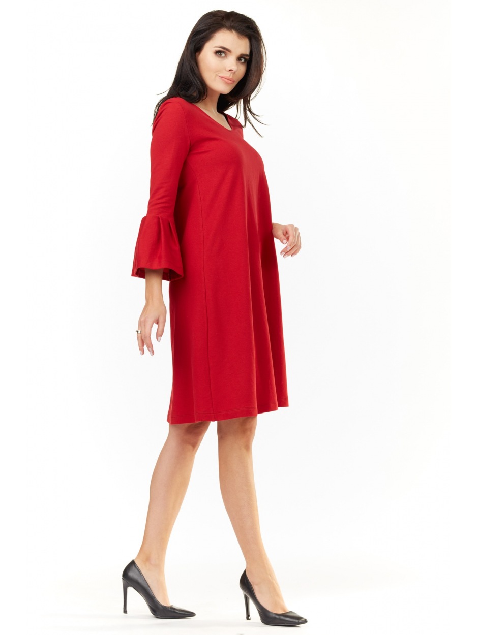 Sukienka A207 - Kolor/wzór: Czerwony - przód