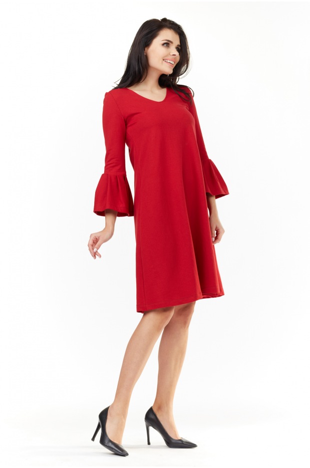 Sukienka A207 - Kolor/wzór: Czerwony - góra