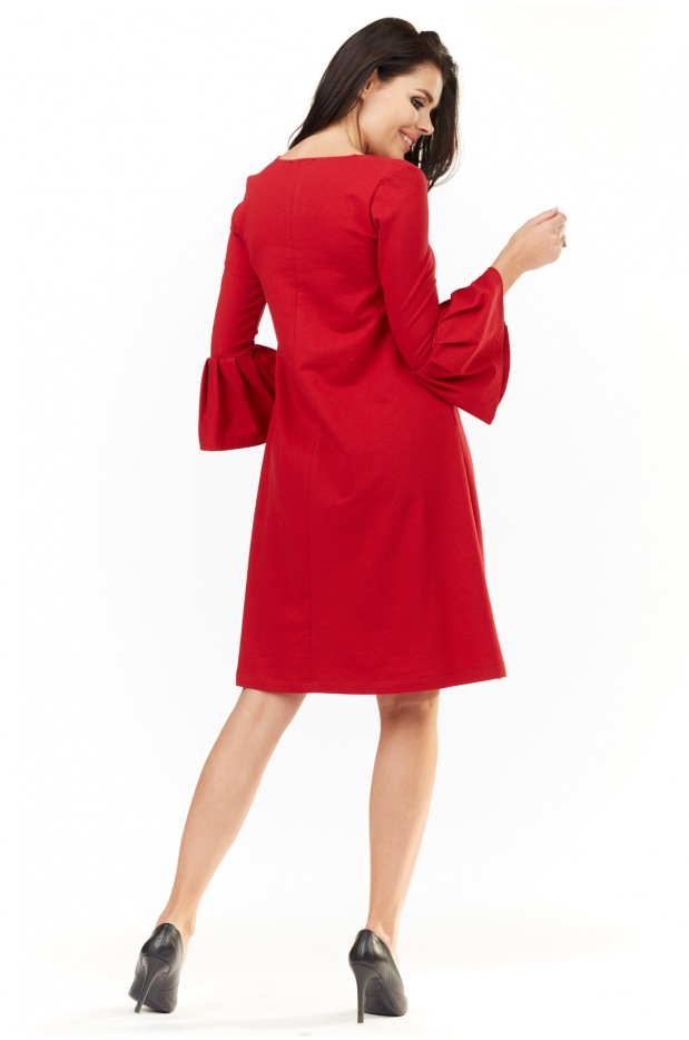 Sukienka A207 - Kolor/wzór: Czerwony - dół