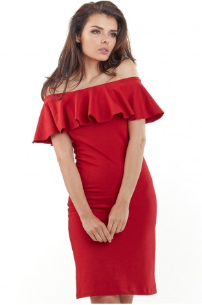 Sukienka A221 - Kolor/wzór: Czerwony