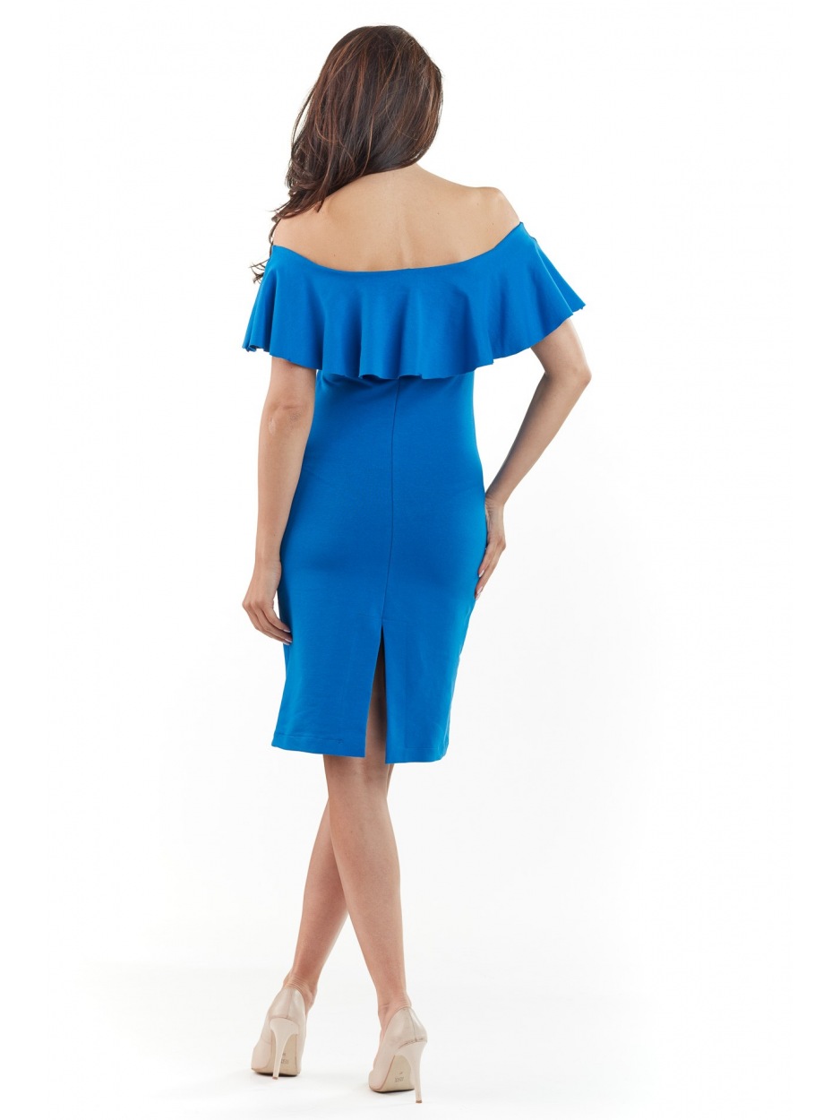 Sukienka A221 - Kolor/wzór: Niebieski - bok