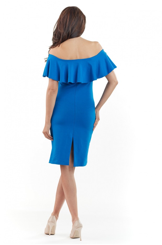 Sukienka A221 - Kolor/wzór: Niebieski - bok