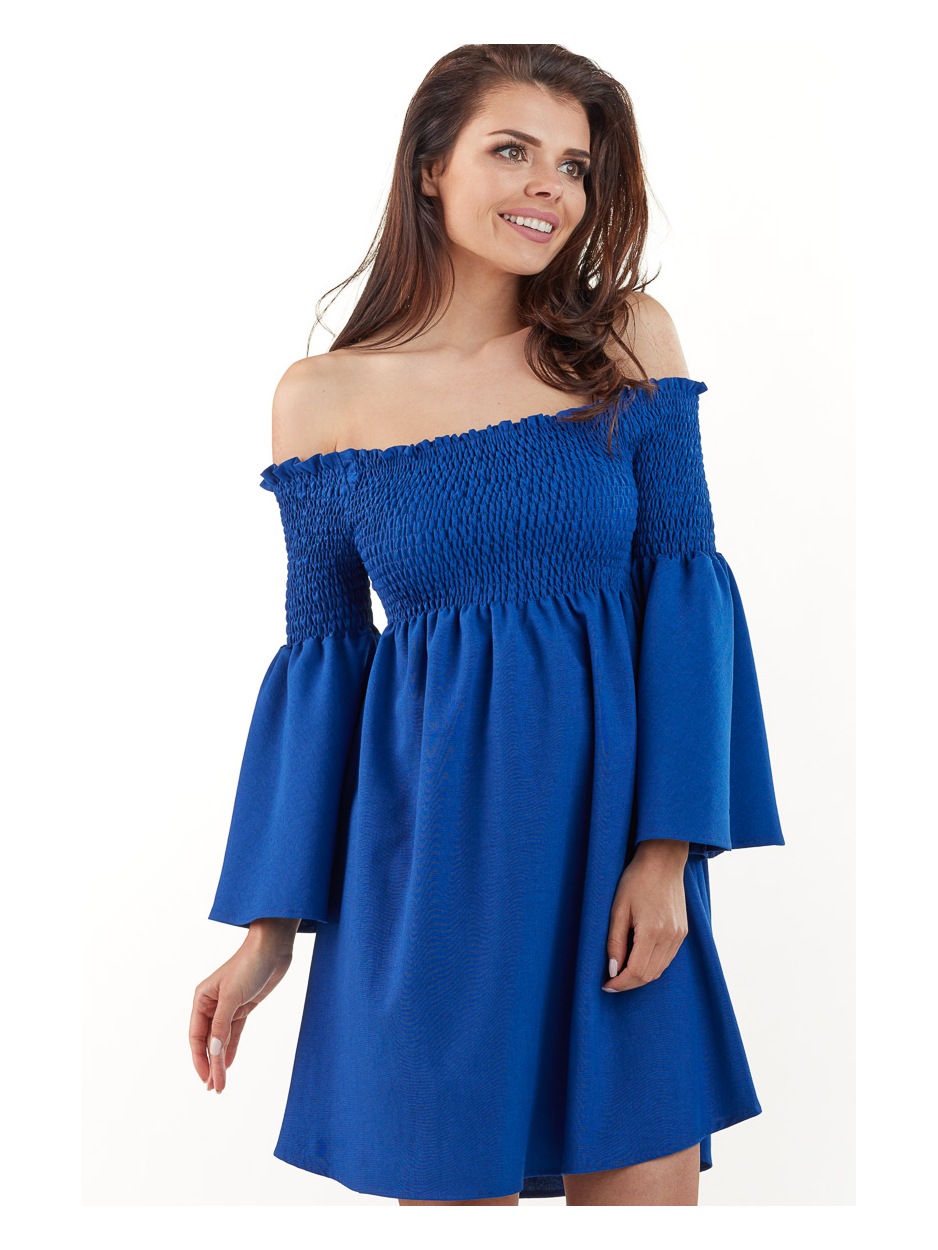 Sukienka A228 - Kolor/wzór: Niebieski - bok