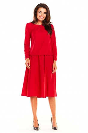 Komplet A237 Bluzka+Spódnica - Kolor/wzór: Czerwony