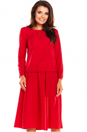Komplet A237 Bluzka+Spódnica - Kolor/wzór: Czerwony