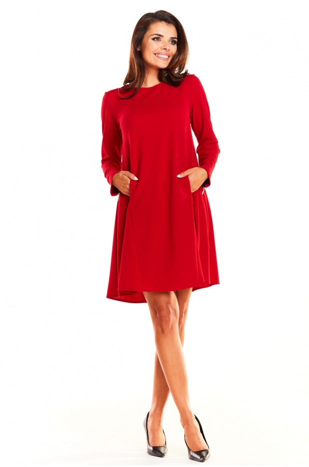 Sukienka A247 - Kolor/wzór: Czerwony