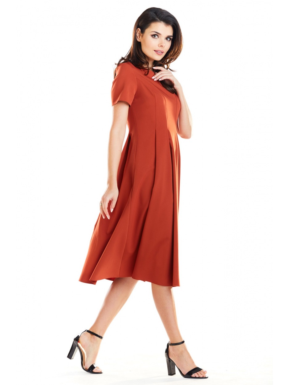 Sukienka A253 - Kolor/wzór: Cegła - przód