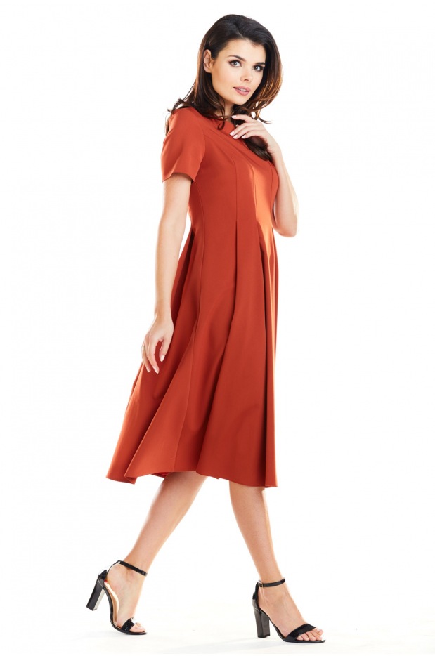 Sukienka A253 - Kolor/wzór: Cegła - przód