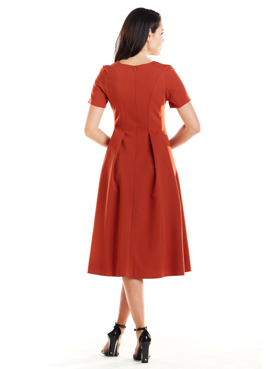 Sukienka A253 - Kolor/wzór: Cegła - tył