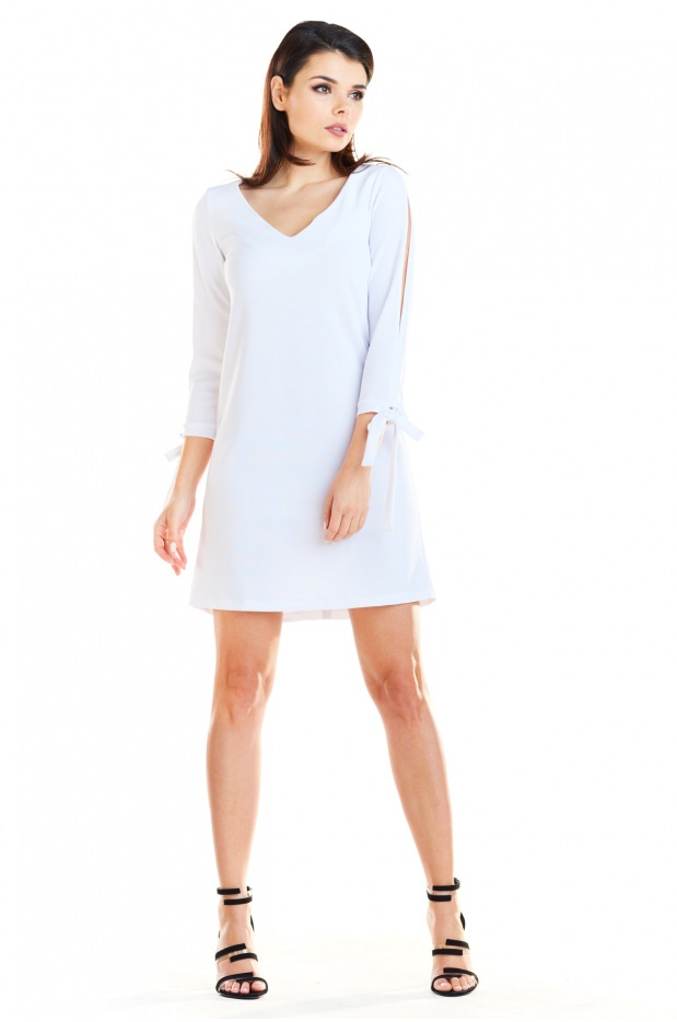 Sukienka A257 - Kolor/wzór: Biały - detal