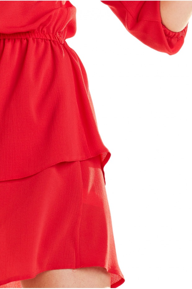 Sukienka A258 - Kolor/wzór: Czerwony - lewo