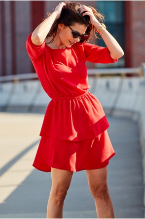 Sukienka A258 - Kolor/wzór: Czerwony