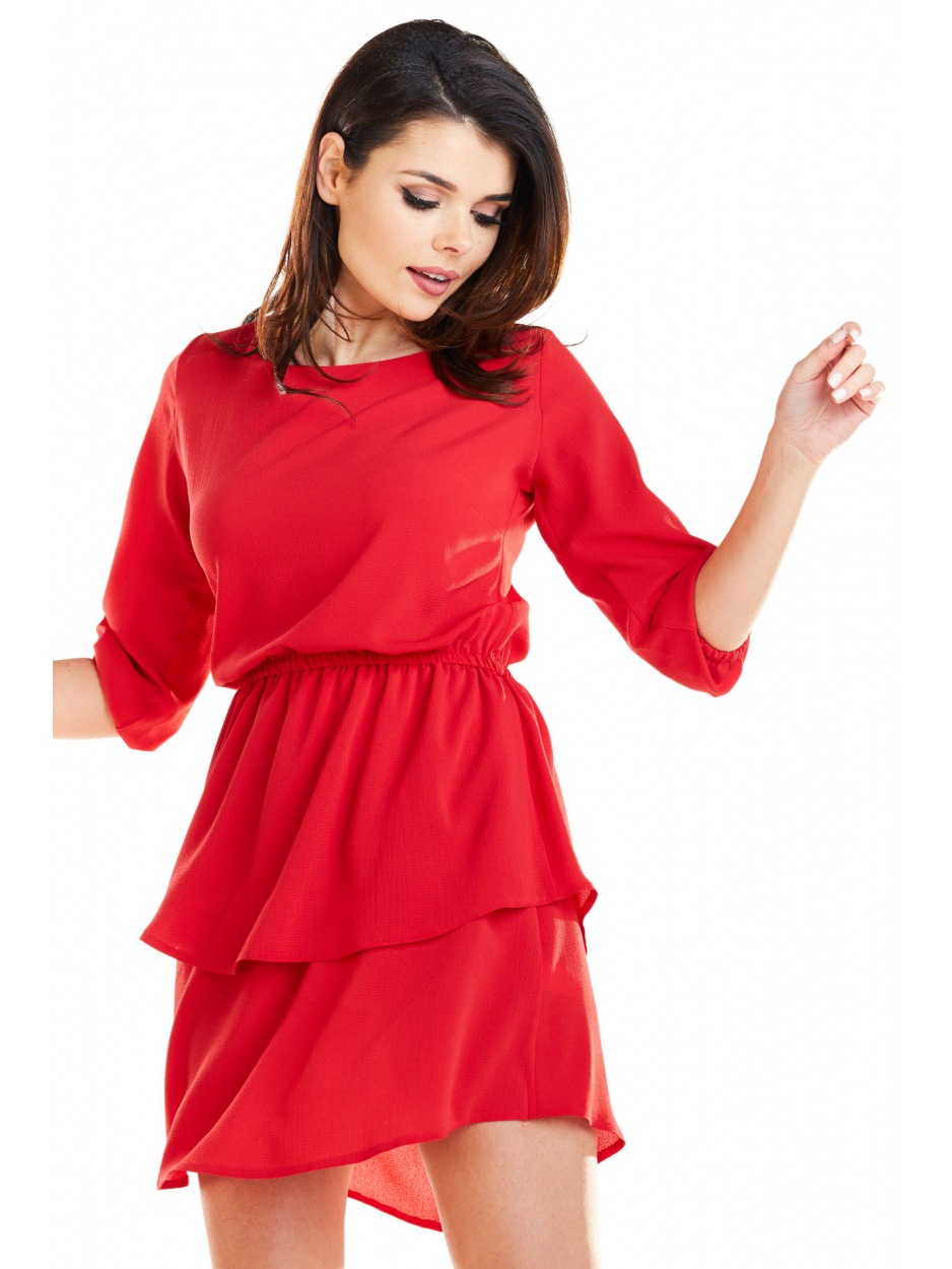 Sukienka A258 - Kolor/wzór: Czerwony - dół