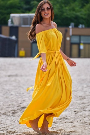 Sukienka A357 - Kolor/wzór: Żółty