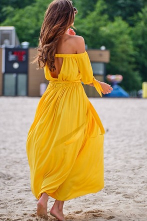 Sukienka A357 - Kolor/wzór: Żółty
