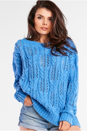 Sweter A444 - Kolor/wzór: Niebieski