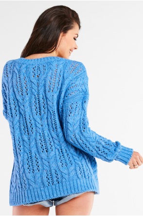 Sweter A444 - Kolor/wzór: Niebieski