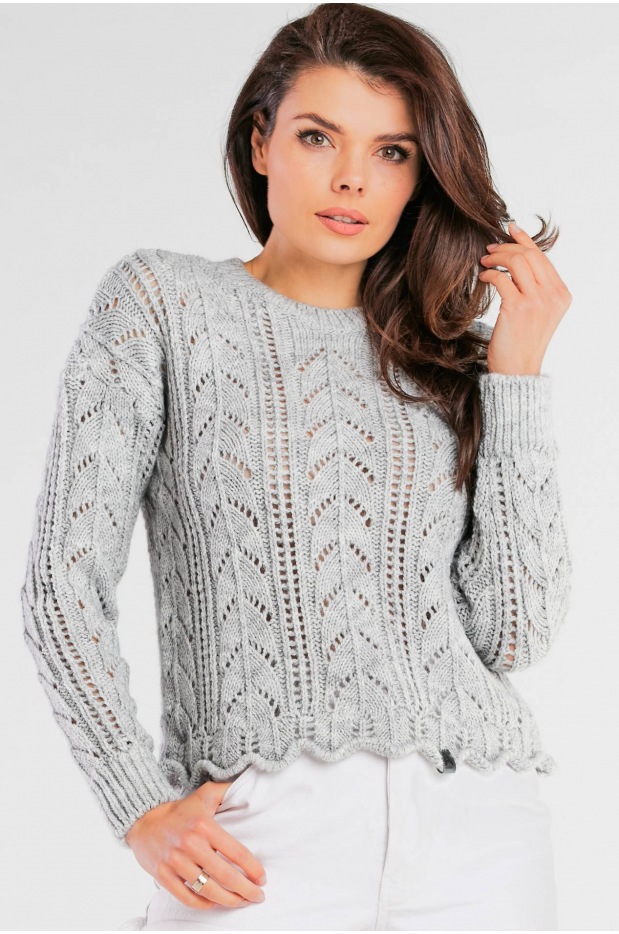 Sweter Ponadczasowy Krój – Uniwersalność Stylizacji, Delikatne ściągacze, Kolor Szarości - tył