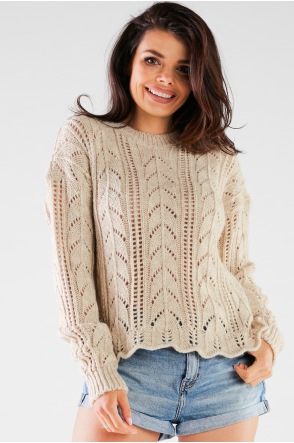 Sweter A446 - Kolor/wzór: Beż