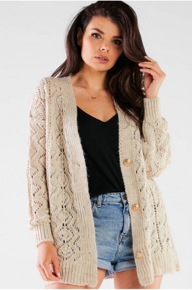 Sweter A447 - Kolor/wzór: Beż