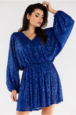 Sukienka A485 - Kolor/wzór: Niebieski