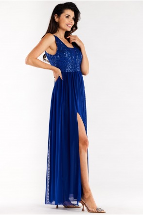 Sukienka A486 - Kolor/wzór: Niebieski