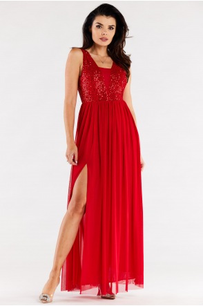 Sukienka A486 - Kolor/wzór: Czerwony