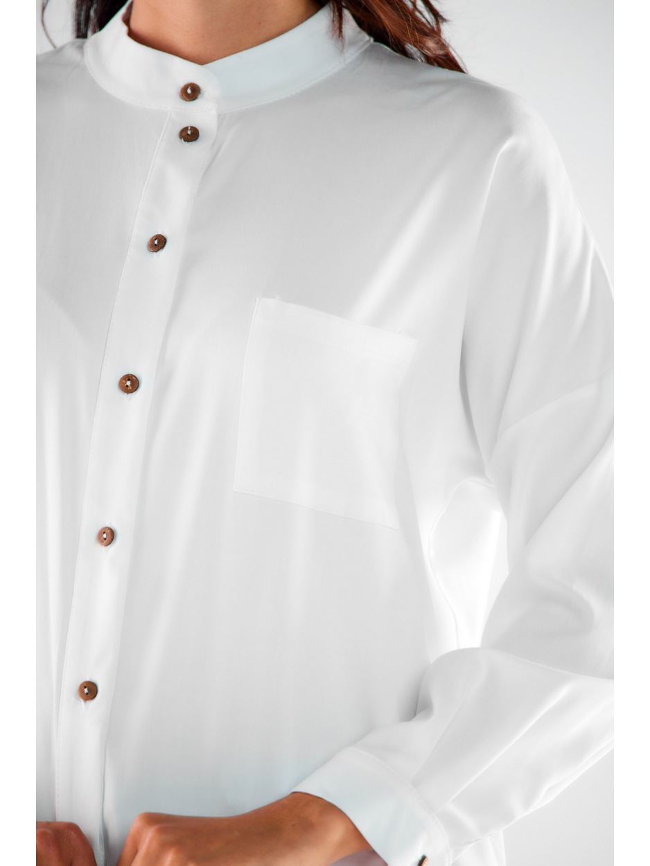 Kimonowa koszula damska z wiskozy, biała - dół