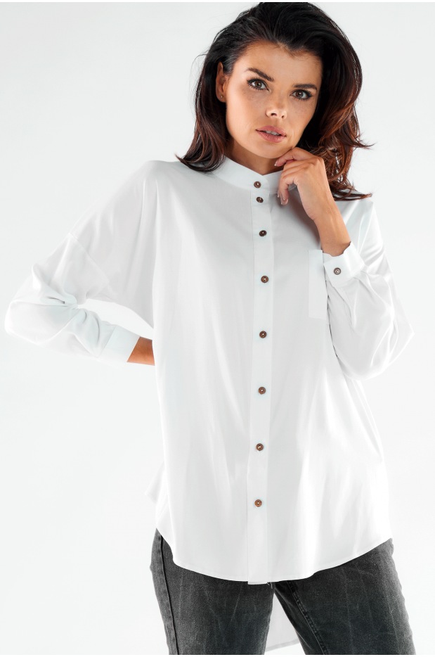 Kimonowa koszula damska z wiskozy, biała - tył