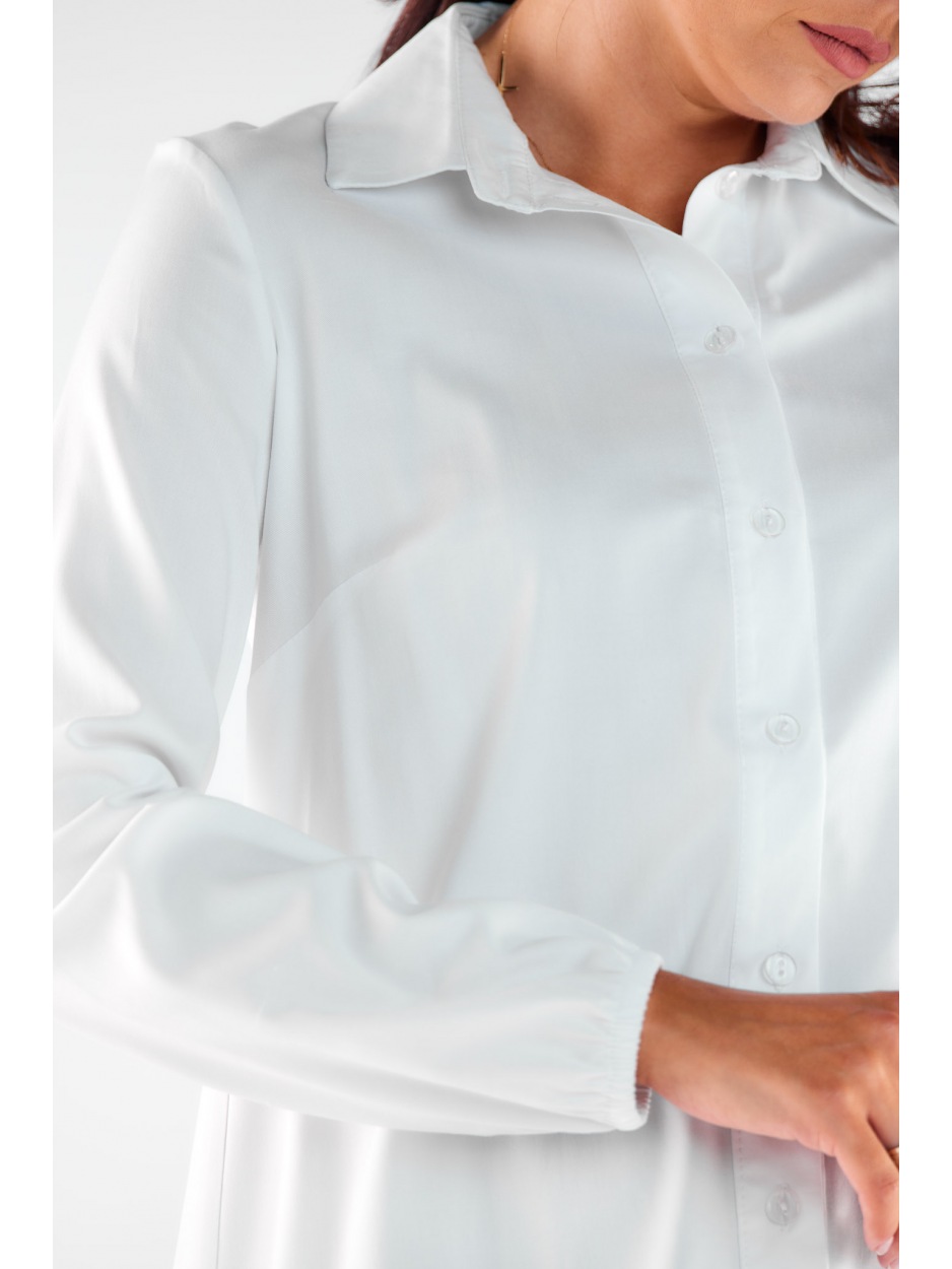 Asymetryczna koszula z wiskozy z dłuższym tyłem, biała - prawo