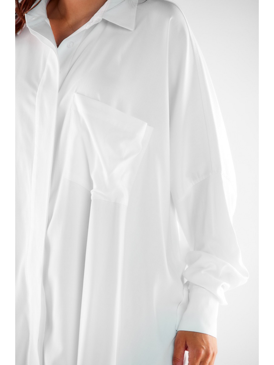 Oversizowa koszula z wiskozy, biała - góra