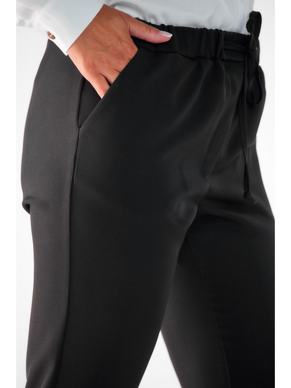 Casualowe spodnie z tkaniny, czarne - dół