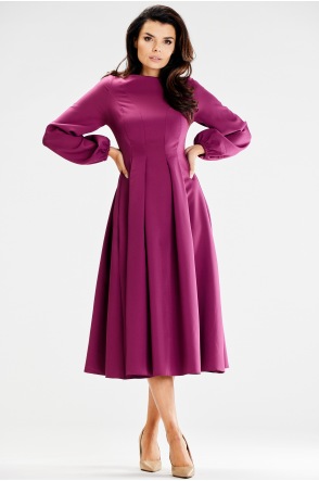Sukienka A595 - Kolor/wzór: Śliwka