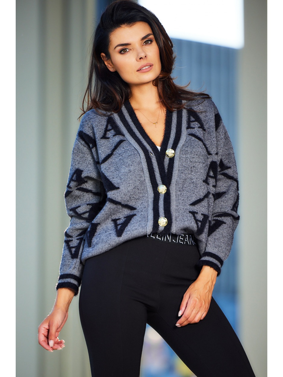 Sweter A614 - Kolor/wzór: Szary - tył